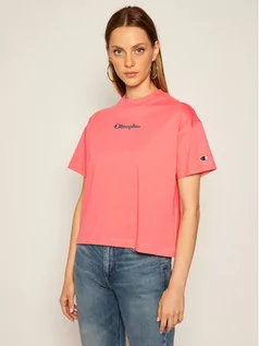 Koszulki i topy damskie - Champion T-Shirt Cropped Oversized Small Script Logo 113195 Różowy Custom Fit - grafika 1