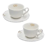 Filiżanki - Zestaw 2 Filiżanek Do Kawy Ze Spodkiem Valentino Oro La Porcellana Bianca - miniaturka - grafika 1