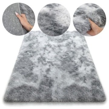 Pluszowy Dywan Shaggy 120x170 CM Puszysty Miękki Do Salonu Eco Futro Szary