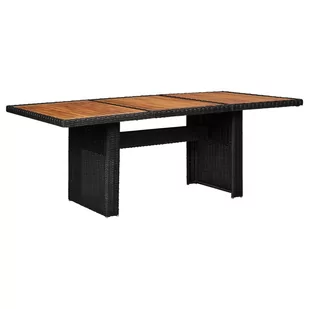 vidaXL Stół ogrodowy, czarny, 200x100x74 cm, rattan PE - Stoły ogrodowe - miniaturka - grafika 1