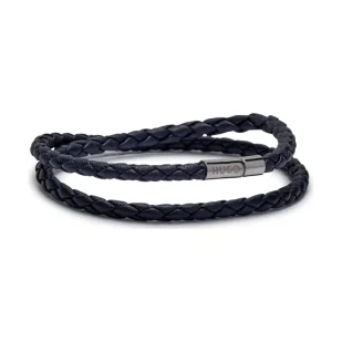 HUGO Skórzana bransoleta E-DOUBLEBRAID3-BRA - Bransolety męskie - miniaturka - grafika 1