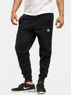 Dresy męskie - SPODNIE DRESOWE MĘSKIE BAWEŁNIANE ŚCIAGACZ NA GUMCE Jigga KORONA CZARNE M - miniaturka - grafika 1