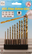 Wiertła - Kraftmann BGS 50801 komplet wiertło HSS, pokryte tytanową powłoką, 10-częściowy - miniaturka - grafika 1