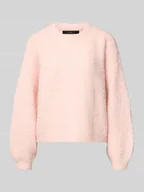 Swetry damskie - Sweter o kroju relaxed fit z dzianiny z dodatkiem wełny model ‘CARMEN’ - miniaturka - grafika 1