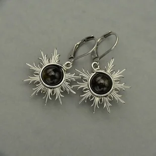 Kolczyki słońce obsydian złocisty wire wrapping słoneczka - Kolczyki - miniaturka - grafika 1
