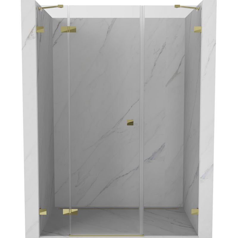 Mexen Lunar drzwi prysznicowe uchylne lewe 125 cm, transparent, złote - 834S-125-050-50-00-L