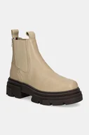 Botki damskie - Tommy Hilfiger sztyblety COMBAT LEATHER LOW CHELSEA damskie kolor beżowy na platformie FW0FW08089 - miniaturka - grafika 1