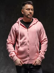 Bluza męska z kapturem jasnoróżowa Denley 2008A1 - Bluzy sportowe męskie - miniaturka - grafika 1