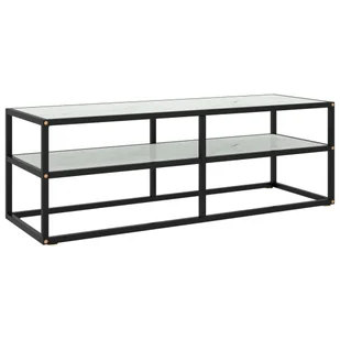 Szafka pod TV czarna ze szkłem hartowanym o wyglądzie marmuru 120x40x40 cm - Szafki RTV - miniaturka - grafika 1