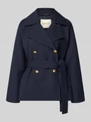 Kurtki damskie - Kurtka z kołnierzem z połami i wiązanym paskiem - miniaturka - grafika 1