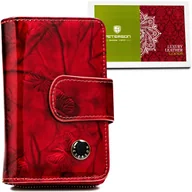 Portfele - PETERSON Lakierowany portfel damski skórzany mały czerwony ochrona kart RFID - miniaturka - grafika 1