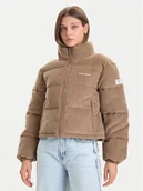 Kurtki damskie - Guess Jeans Kurtka zimowa W5BL17 W2061 Beżowy Regular Fit - miniaturka - grafika 1