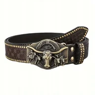 Paski - Pas pasek kowbojski western VINTAGE KLAMRA DŻETY cosplay kostium 130 cm - miniaturka - grafika 1