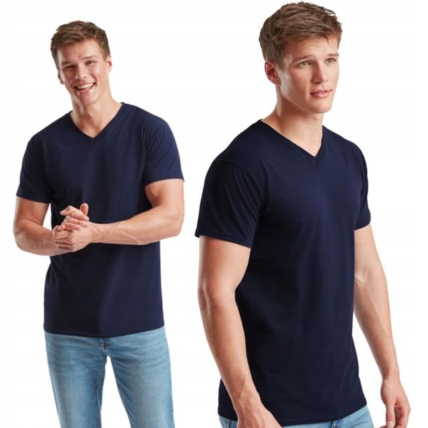 Koszulka Męska 100% Bawełna FRUIT T-Shirt serek 610660 V-neck C. GRANAT S