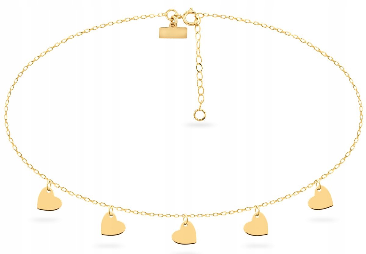ZŁOTA BRANSOLETKA CHOKER SERCE NA NOGĘ 585