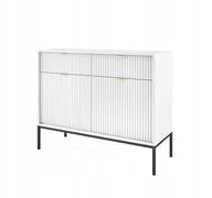 Komody - Biała komoda dwudrzwiowa z szufladami Nova KSZ-104 - miniaturka - grafika 1