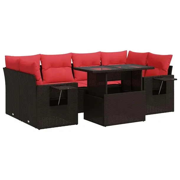 Zestaw mebli ogrodowych z rattanem PE brązowy, wymiary 55x62x69 cm, 62x62x