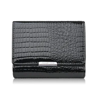 Portfel damski skórzany mały czarny lakierowany croco z ochroną RFID SP-23-CBL - Portfele Portfel damski skórzany mały czarny lakierowany croco z ochroną RFID SP-23-CBL - Portfele - miniaturka - grafika 1