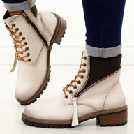 Botki damskie - Beżowe botki damskie, trapery Vinceza 58559 - miniaturka - grafika 1