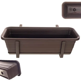 Skrzynka balkonowa z podstawką i uchwytami Paulin 50cm mokka - Donice Skrzynka balkonowa z podstawką i uchwytami Paulin 50cm mokka - Donice - miniaturka - grafika 1