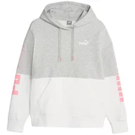 Bluzy damskie - Bluza damska Puma Power Colorblock Hoodie FL szaro-biała 676023 04-S - miniaturka - grafika 1