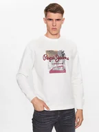 Bluzy męskie - Pepe Jeans Bluza Melbourne Sweat PM582483 Biały Regular Fit - miniaturka - grafika 1