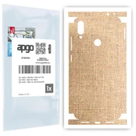 Szkła hartowane na telefon - Folia naklejka skórka strukturalna na TYŁ+BOKI do Xiaomi Redmi Note 7 - Tkanina Denim Beżowy - apgo SKINS - miniaturka - grafika 1