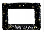 Balony i akcesoria - Balon Foliowy Ramka do zdjęć czarna Sylwester Nowy Rok Happy New Year - miniaturka - grafika 1