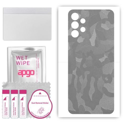 folia naklejka skórka strukturalna na TYŁ do Samsung Galaxy A13 SM-A137F - Moro Camo Srebrny - apgo SKINS