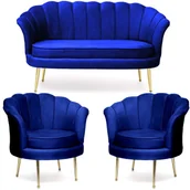 Komplety wypoczynkowe - Sofa muszelka + 2 fotele granatowe ELIF #24 - miniaturka - grafika 1
