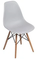 Fotele i krzesła biurowe - D2.Design Krzesło P016W PP light grey, drewniane nogi 80382 - miniaturka - grafika 1