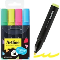Portfele - Artline 660 1-4 mm portfel z 4 końcówkami dłuto - różowo-flurocencyjny/żółty/flurocencyjny zielony/jasnoniebieski - miniaturka - grafika 1