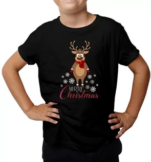 Koszulki męskie - Merry Christmas - reniferek - koszulka dziecięca z nadrukiem 7429 - grafika 1