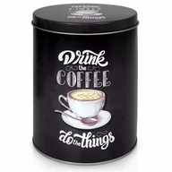 Pojemniki kuchenne - Pojemnik puszka zamykana na kawę i produkty sypkie aluminiowa czarna drink coffee kod: O-259194-D - miniaturka - grafika 1