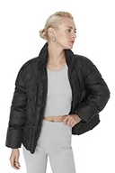 Płaszcze damskie - Trendyol Damska kurtka zimowa ze stójką, jednokolorowa, oversize, płaszcz, Czarny, XS - miniaturka - grafika 1