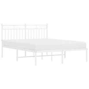 Metalowa rama łóżka z wezgłowiem biała, 140x200 cm Lumarko! - Łóżka - miniaturka - grafika 2