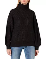 Swetry damskie - Noisy May Damski sweter z dzianiny Nmrobina L/S z wysokim dekoltem, Ciemnoszary melanż, XS - miniaturka - grafika 1