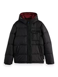 Scotch & Soda Męska kurtka puchowa z kapturem, Black 0008, S - Kurtki męskie - miniaturka - grafika 1