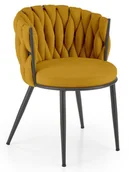Krzesła - Musztardowe krzesło tapicerowane w stylu modern glam - Dibler - miniaturka - grafika 1