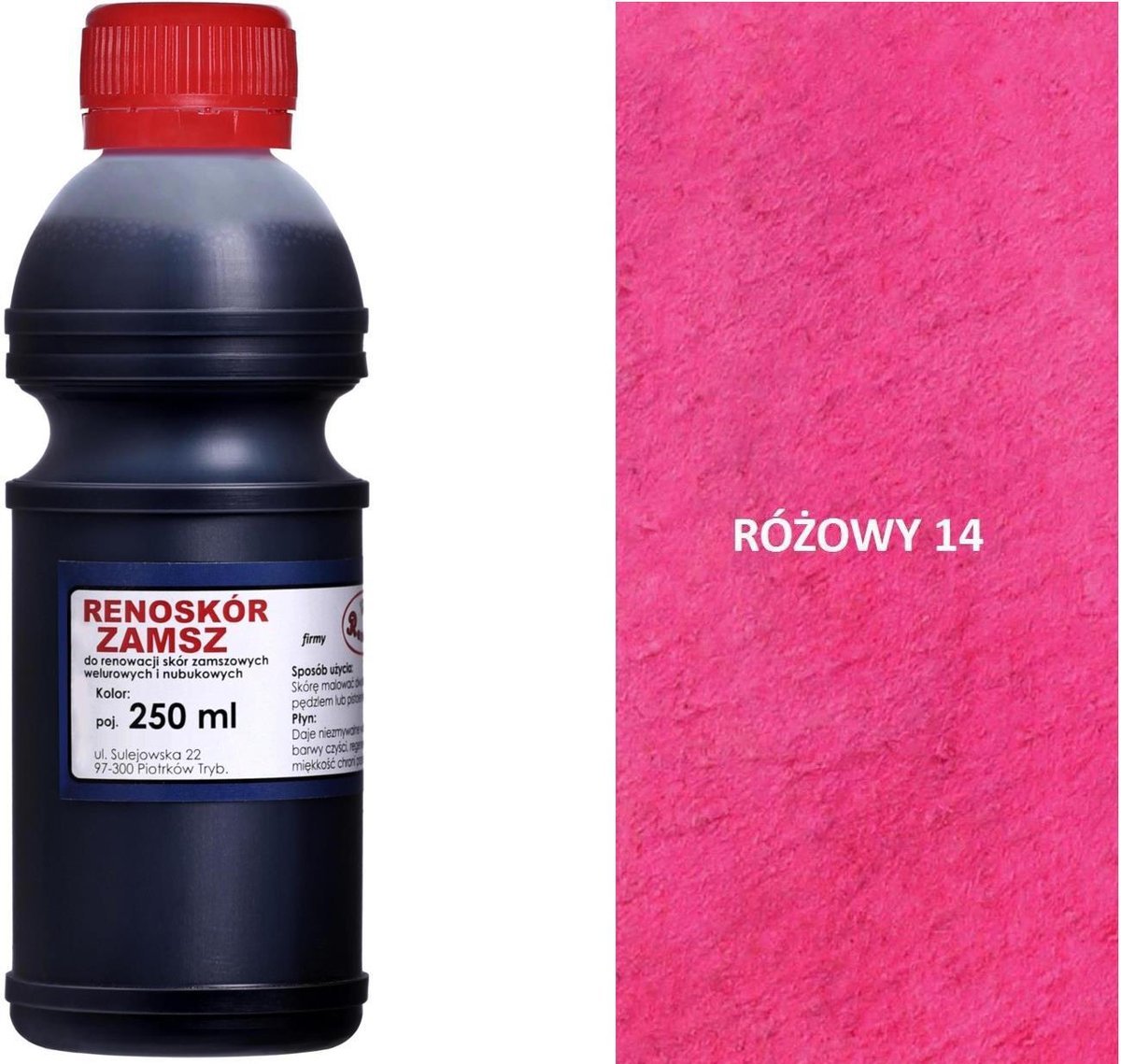 RÓŻOWY 14 RENOSKÓR 250 ml WILBRA FARBA DO RENOWACJI SKÓRY ZAMSZU NUBUKU RÓŻ