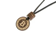 Wisiorki - Wisiorek Drewniany Bitcoin Na Lince Czerń - miniaturka - grafika 1