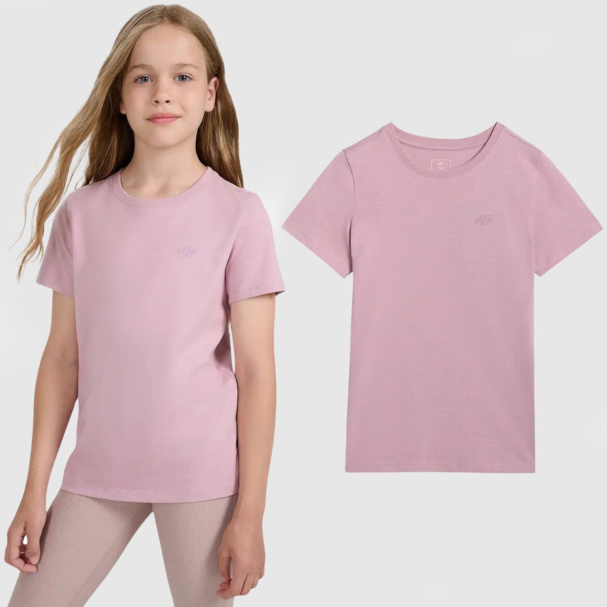 Koszulka Dziewczęca 4F T-shirt Bawełna Jasny Róż 4FJWAW25TTSHF2397 Różowy 128