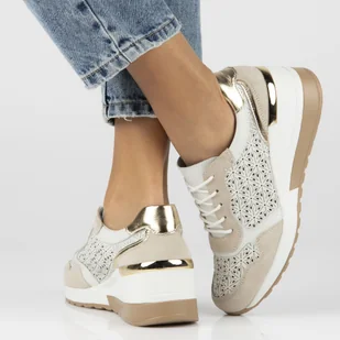 Skórzane sneakersy damskie Filippo DP4669/23 WH biały - Sneakersy damskie - miniaturka - grafika 9