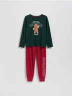 Skarpetki dla dzieci - Reserved - Świąteczna piżama - ciemnozielony - miniaturka - grafika 1