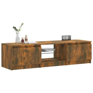 Lumarko Szafka pod TV, z LED, przydymiony dąb, 140 x 40 x 35,5 cm - Szafki RTV - miniaturka - grafika 7