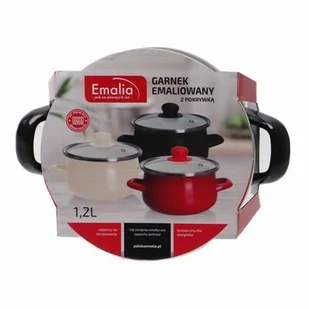 Garnek emaliowany z pokrywką 14 cm 1,2 l czarny - Garnki - miniaturka - grafika 1