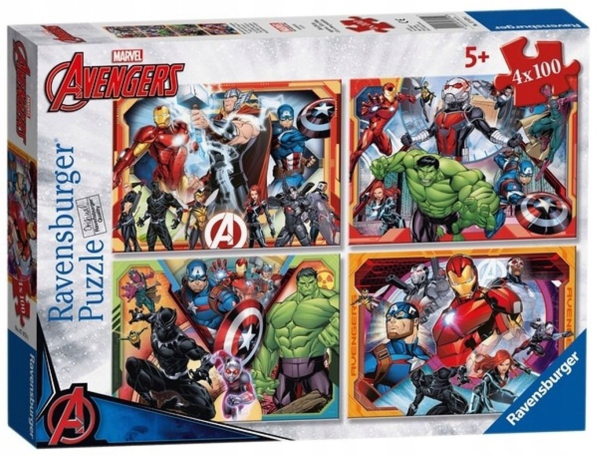Puzzle Avengers Zestaw 4x100 Hulk Thor Iron Man