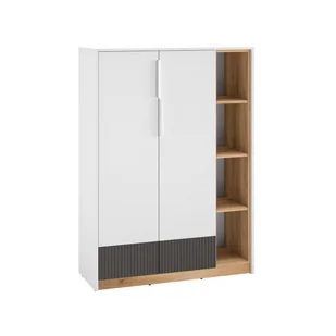 Komoda dwudrzwiowa z regałem TORINO 05 Biały, grafit, dąb castello - Regały - miniaturka - grafika 1