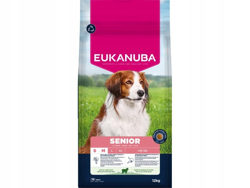 Karma dla psa EUKANUBA Senior Small and Medium Breed Jagnięcina 12 kg