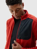 Koszulki sportowe męskie - Męski polar rozpinany bez kaptura 4F 4FWAW24TFLEM250 - pomarańczowy - miniaturka - grafika 1